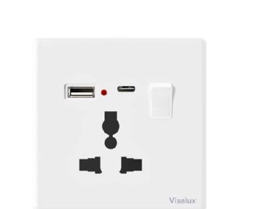 Multi Socket with USB-A & C — Lavish White