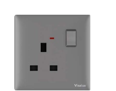 Neon Switch Socket 13A — Grand Dark Grey