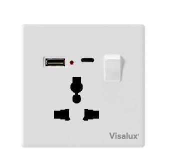 Multi Socket with USB-A & C — Grand White