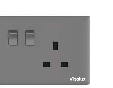 Multi Socket 2G with Neon Switch — Grand Dark Grey
